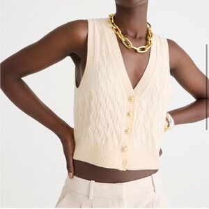 J. Crew Beige Cable Knit V-Neck Sweater Vest